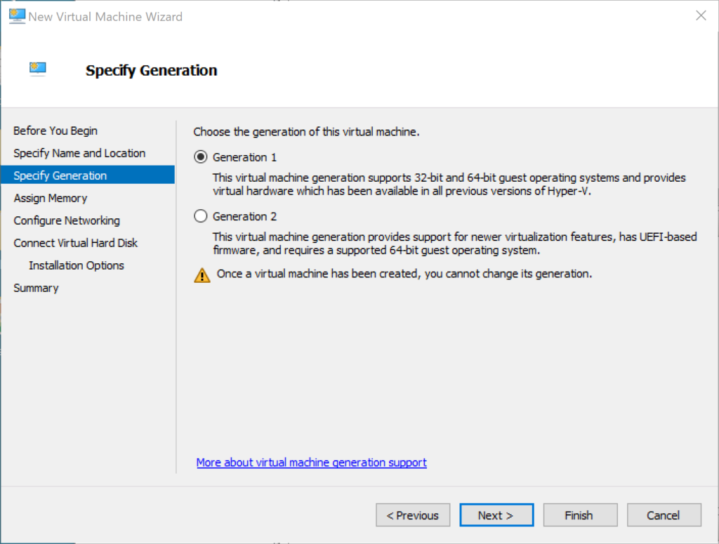 Hyper-V Step 2 Generation