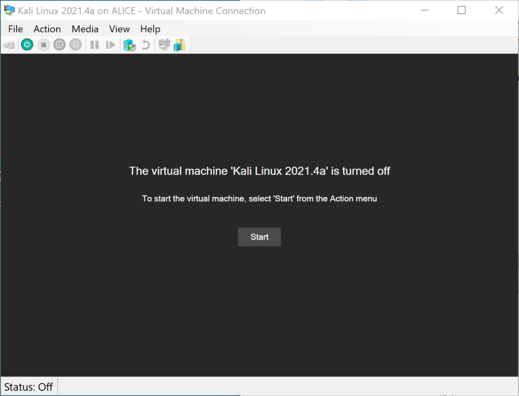 Kali Linux Start VM