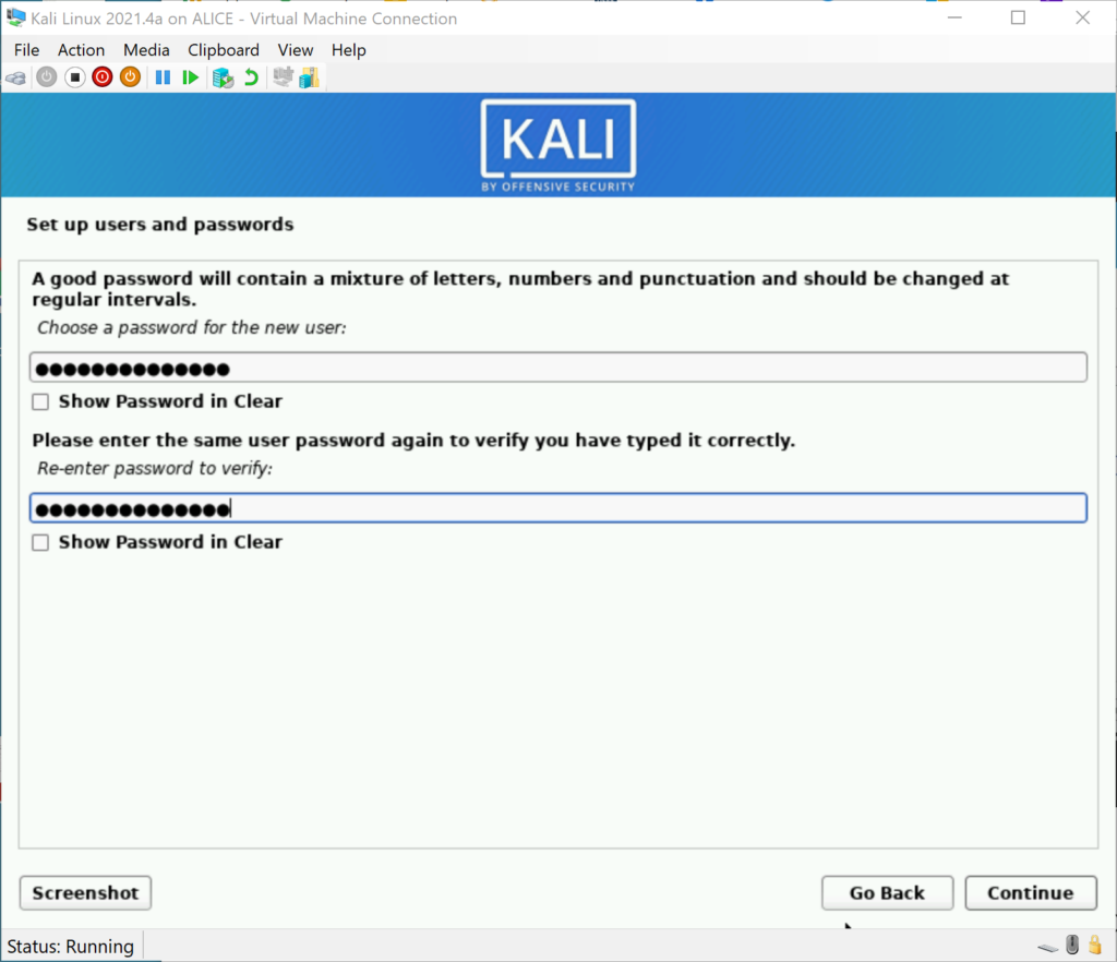 Kali Set Password