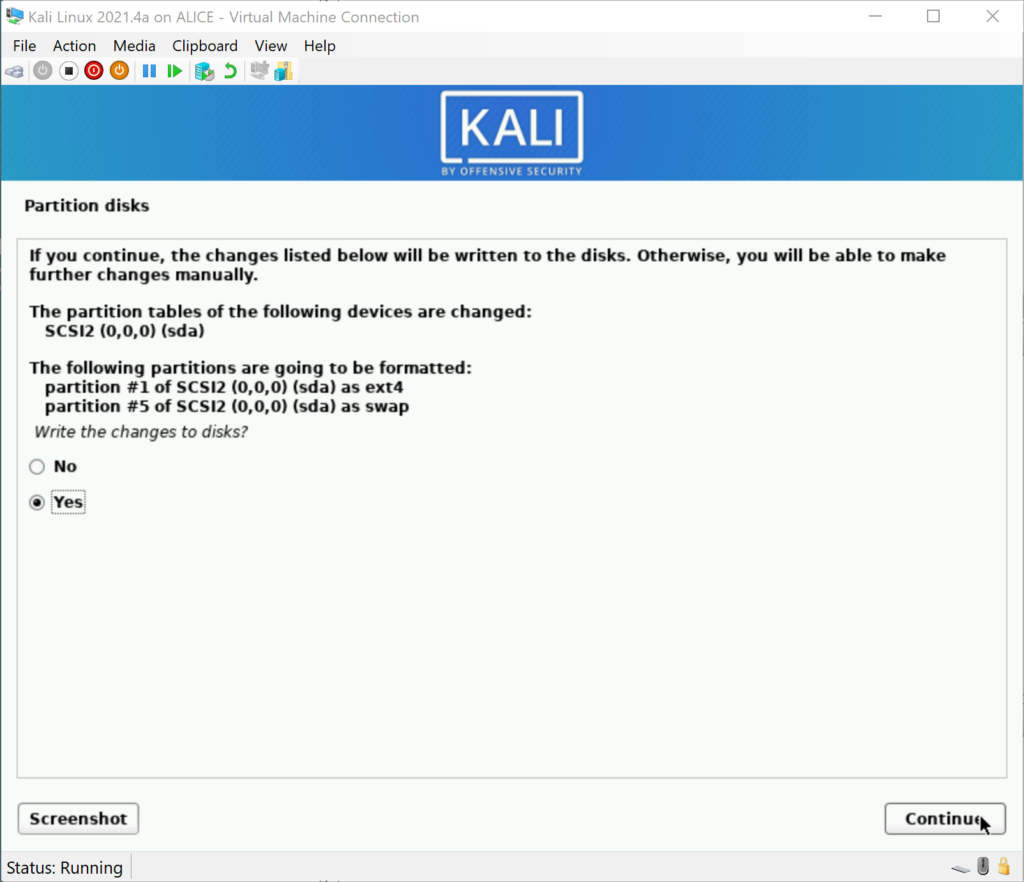 Kali Write Partitions to Disk