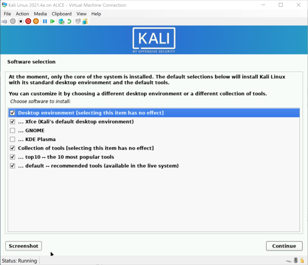 Kali Select Desktop