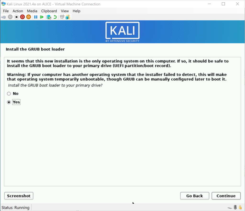 Kali Grub Boot Loader