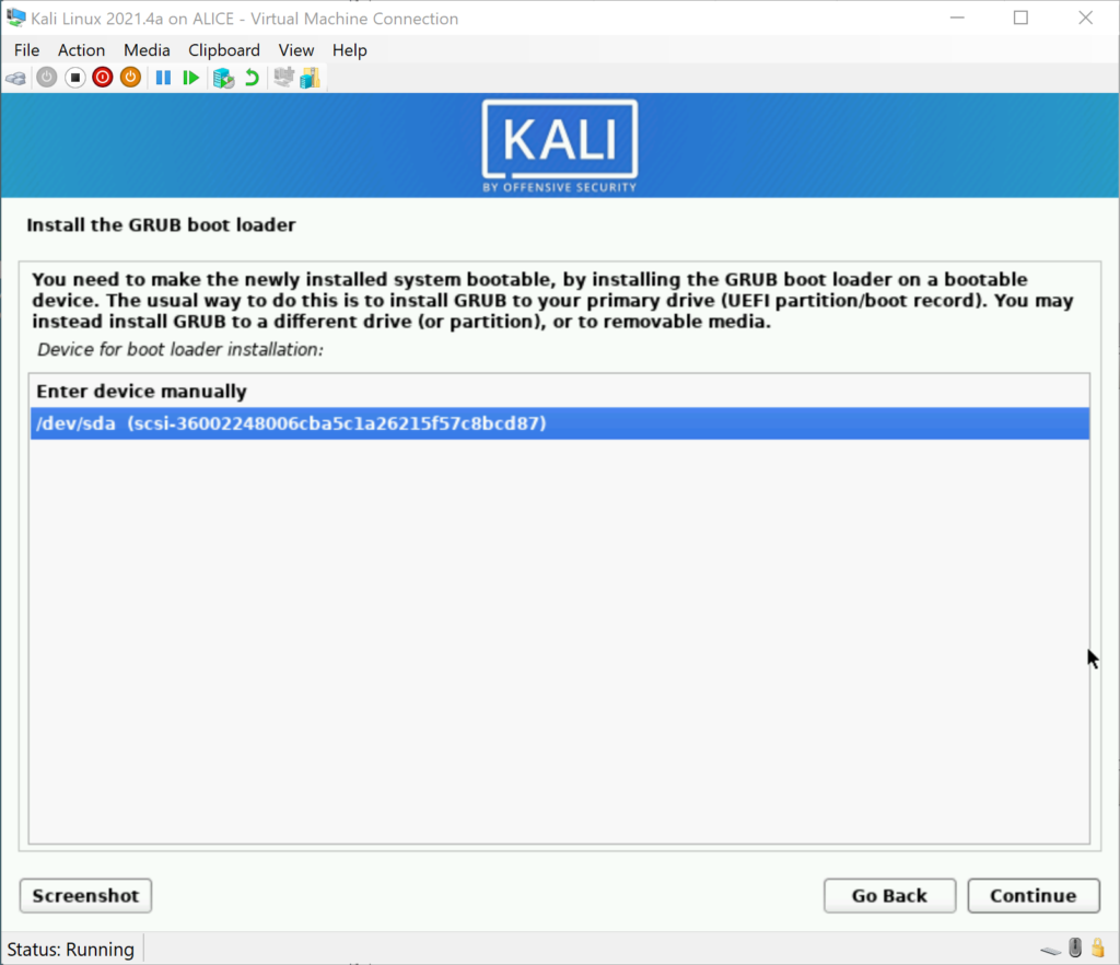 Kali Grub Device