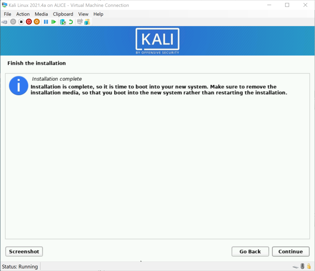 Kali Installation Complete