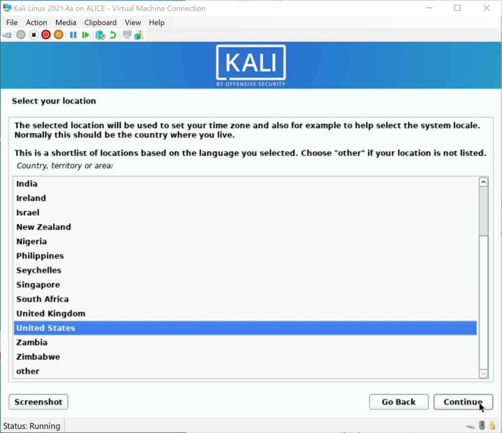 Kali Location Selection