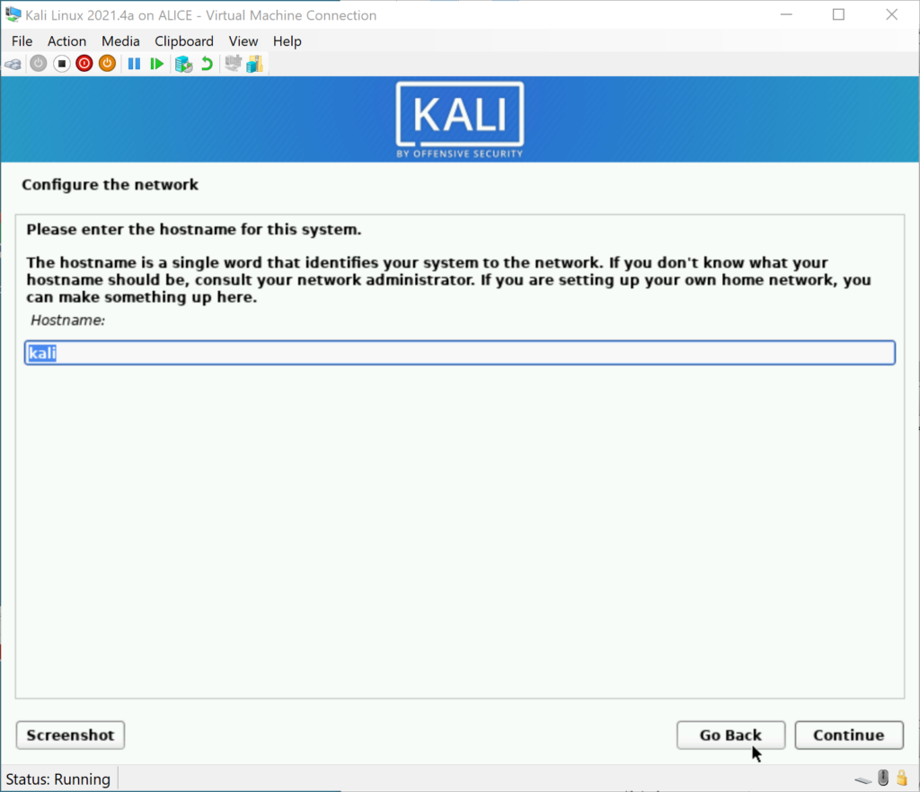 Kali Hostname