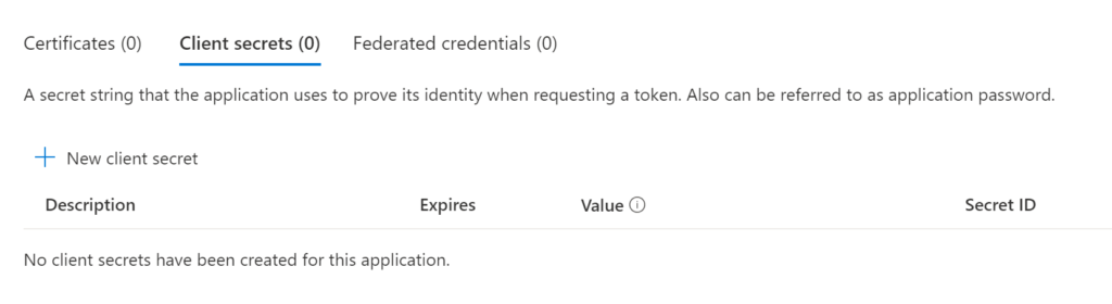 Azure AD Add Client Secrets