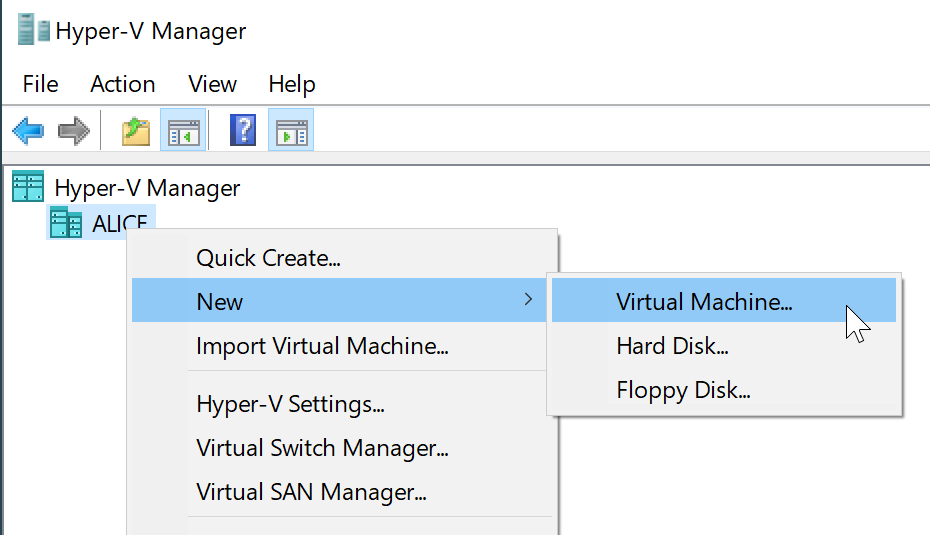 create new hyper-v vm