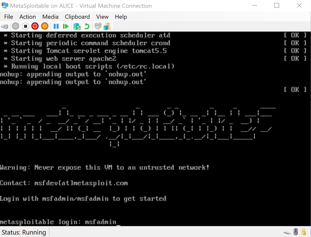 Starting MetaSploitable
