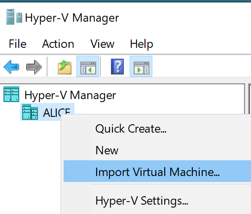 Import a VM in Hyper-V